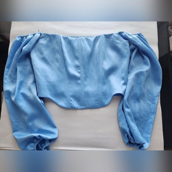 Wayf Tops - WAYF Corset Long Sleeve Baby Blue Size M